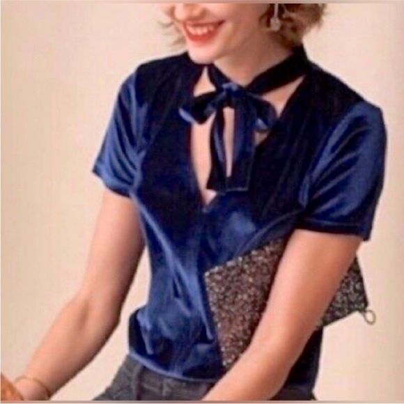 Madewell Tops - NWOT Madewell Nightfall Velvet Tie-Neck Blouse Sz S